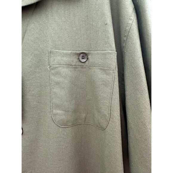 NWT Trust Mens Button Up Shirt XXL 55% Linen Army Green S/S Casual Dadcore Comfy - Picture 4 of 11